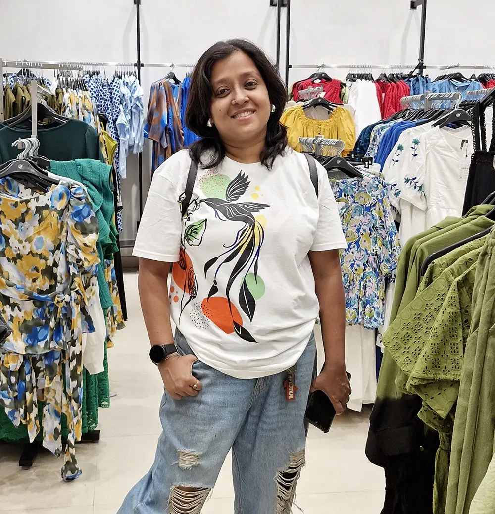 Abstract Bird white unisex t-shirt styled view