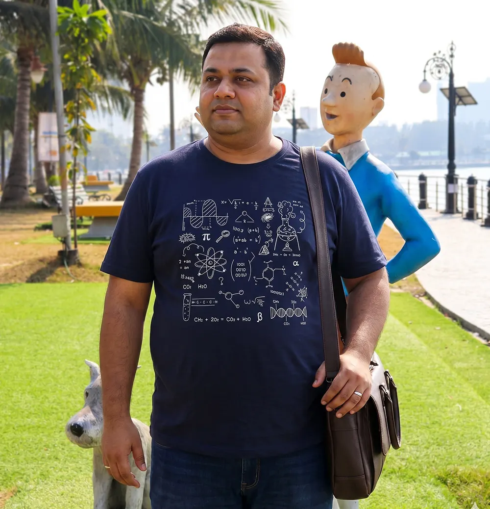 Girl wearing Mad Genius t-shirt