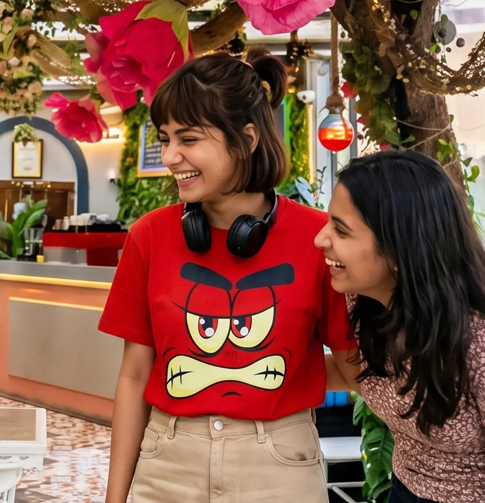 Red Monster Graphic Printed Unisex T-shirt for girls